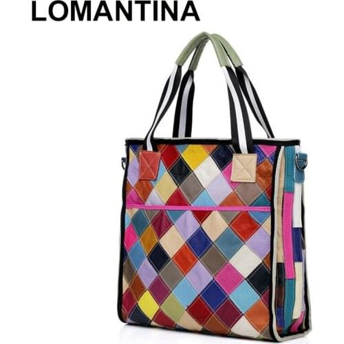 LOMANTINA Vintage Ladies Bags Famous Designer Brands High Quality Woman Bags Purses And Handbags Plaid Satchel