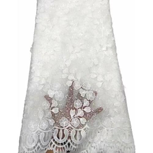 Fashion African Lace Fabric 2021 High Quality Nigerian Tulle Lace For Dress Latest French Net Lace With Sequins Senegal Lace 5Y