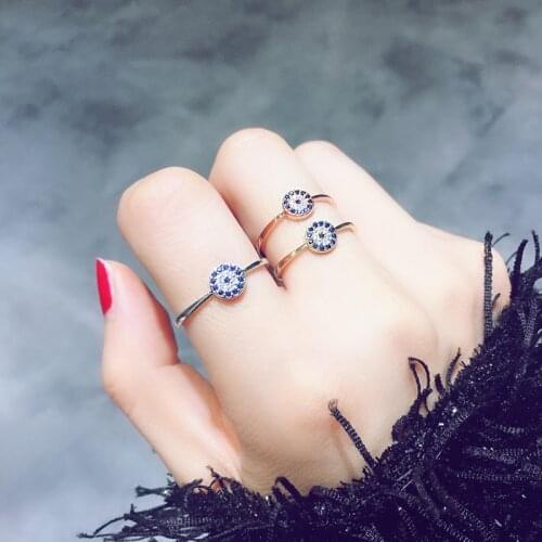 Blue Eye Rings For Women Girls Adjustable Opening Punk Hip Hop Fashion Vintage Finger Accessories Lady Student Jewelry BOYULIGE