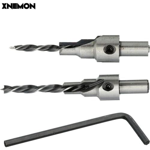 New 2pcs/Set HSS 5 Flute Countersink Drill Bit Set Reamer Woodworking Chamfer 3mm-10mm