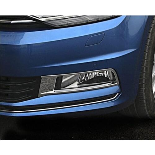 For Touran 2016 2017 Chrome front Rear Fog Light Covers Bumper Protector Foglight Trim