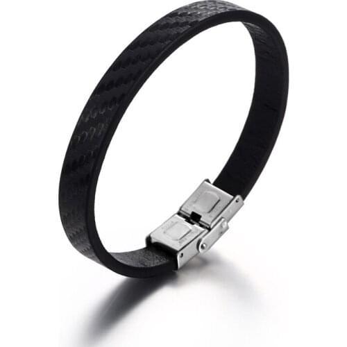 NANDESI Jewelry Wholesale Black Color Mens Braided Table Button Bangle Personalized Leather Bracelets Fit Less 220mm Wrist