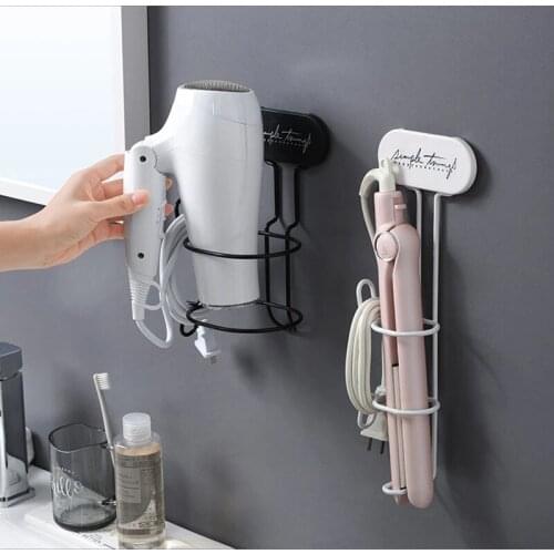 Wall-Mounted Curling Iron Hair Dryer Holder Hair Straightener Rack Blow Dryer Storage Rack Hair Dryer Shelf Bathroom Supplies