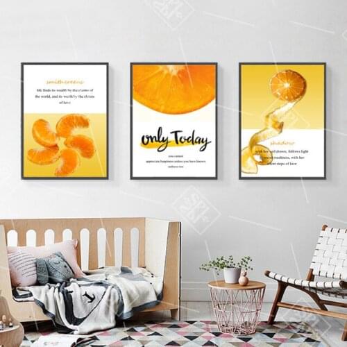 Orange Fruit Posters and Prints Foods Quotes Art Wall Picture for Living Room Kitchen Decoration Canvas Painting Nursery Decor
