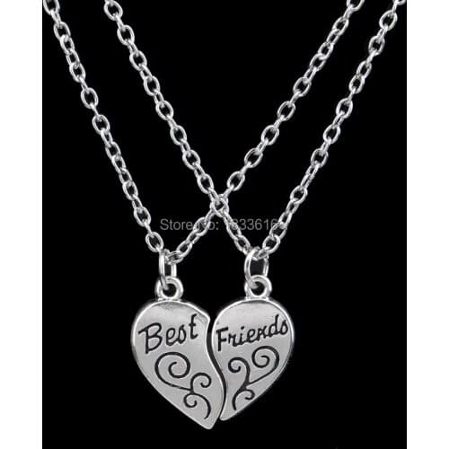 2PCs/Set Best Friend Broken Heart Flower Pendant Necklace Friendship Puzzle Party Women Men Charm Jewelry Gifts Choker Collar