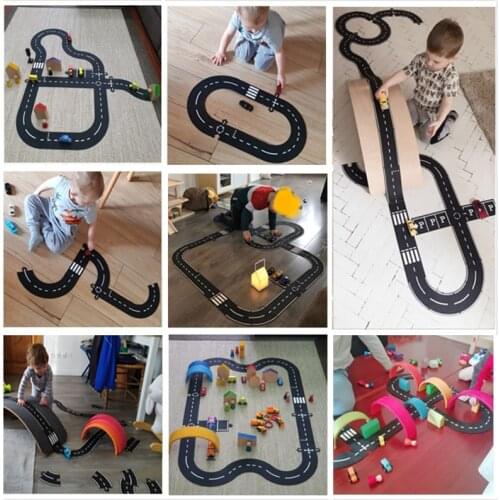 Nordic Kids Play Mat Carpet Puzzle DIY Flexible Toy Road City Road Floor Game Mats Educational Toy Car Track Children Boys Gifts