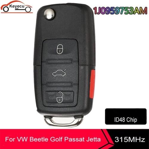 KEYECU 1J0959753AM Car Remote Key for VW Beetle Golf Passat Jetta 315Mhz ID48 1J0 959 753 AM 5FA008399-30 2000-2006 Key Fob