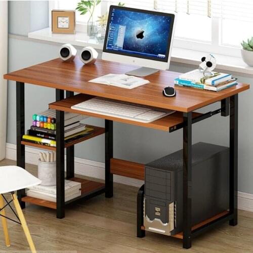 Modern Computer Desk Table With Keyboard Tray Bookshelf For Student Study Writing Home Office Working Table