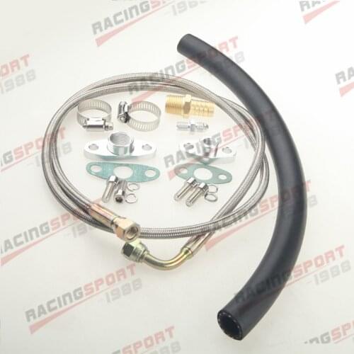Universal Turbo Oil Line Kit Feed + Return Drain 4AN AN-4 1/8" NPT T3T4 T04E