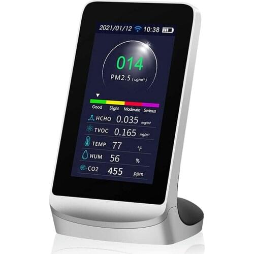 WiFi Air Quality Monitor, Multifunctional for Formaldehyde(HCHO) TVOC CO2 PM2.5/PM10/PM1.0 Temperature Humidity Tester