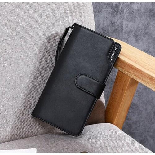Wmnuo Brand Long Wallet Men Soft Black Hand Bag for Male Zippers Business Credit Multi-card Holder Clutch Bag Coin Pocket Big