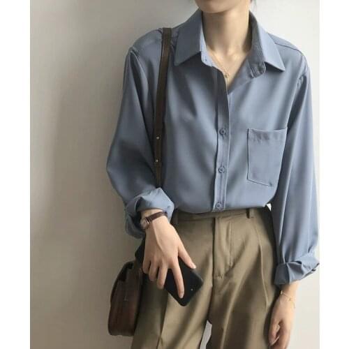 2021 Vintage Blouse Women Autumn Long Sleeve Shirt Women Korean Style Loose Casual White Tops Solid Elegant Blusas All Match