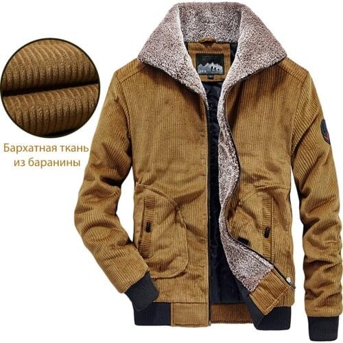 Winter Jacket Men Corduroy Fleece Thicken Outwear Military Pilot Coat Army Tactical Vintage Windbreakers Jacket Men Chaquetas