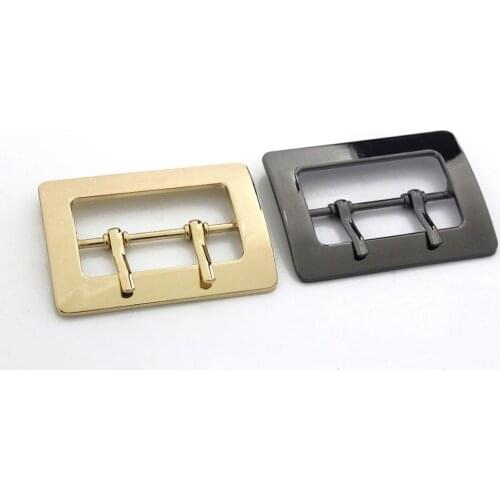 1pcs 50mm Zinc Alloy Metal Buckle Rectangle Fashion Double Needle Buckle for Leather Craft Bag Belt Strap Craft DIY Accessories