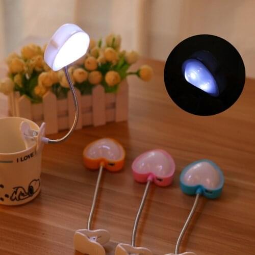 1PC Heart Shape Desk Lights LED Night Light Ultra Bright Mini LED Desk Lamps Reading Light Book Light Girl Room Decor