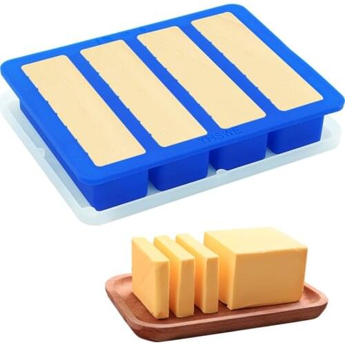1 PCS Butter Mold Silicon Tray The Butter Maker with Lid for Butter Stick Blue Butter Mold