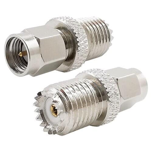 1PCS RF Coaxial Mini UHF Adapter SMA Male Plug to Mini UHF Female Jack Straight RF Coax Connector for Radio Marine VHF Radio