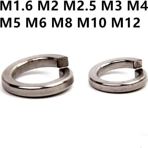 1000/500/200/100pcs/lot GB93 304 Stainless Steel Spring Split Lock Washer Elastic Gasket M1.6 M2 M2.5 M3 M4 M5 M6 M8 M10 M12