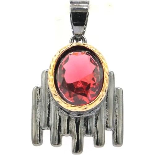 44x21mm Vintage Jewelry Pendant for Women Created Tourmaline Blue Topaz Gothic Black Gold Color HipHop Punk Hollow