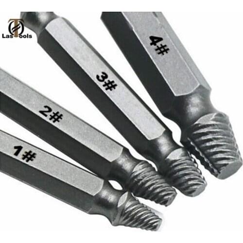 4pcs Damaged Screw Extractor Drill Bits Guide Set Broken Speed Out Easy out Bolt Stud Stripped Screw Remover Tool