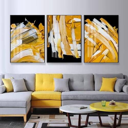 Abstract Yellow Color Block Canvas Painting Art Posters and Prints Artistic Wall Picture For Living Room Lobby Porch Salon Decor