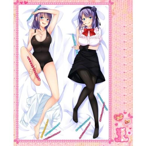 Anime Cartoon Dagashi Kashi Double Bolster Hugging Pillow Case Pillow Cover Pillowcase Peach Skin 2 Way No.62008