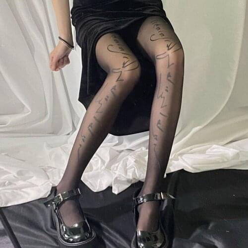 Black Tights Sexy Letter Print Pop Socket Fishnet Designer Stockings Summer Fashion Plus Size Sheer Lingerie Seamless Pantyhose