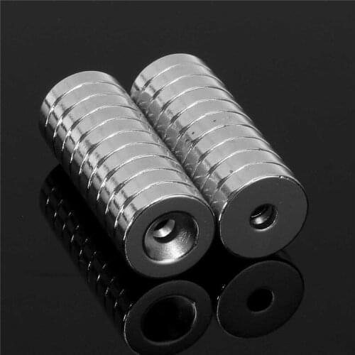 20pcs 15x4mm N50 Round Magnets Hole 4mm Rare Earth Neodymium Magnet Countersunk Ring Fridge Permenent Magnets 15mm x 4mm
