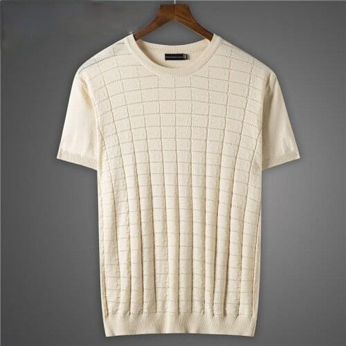 2021 New Summer Men Ice Silk Short Sleeves T-shirt Tops Male Casual Solid Color O-neck Pullover T Shirt Slim Knitted Tees