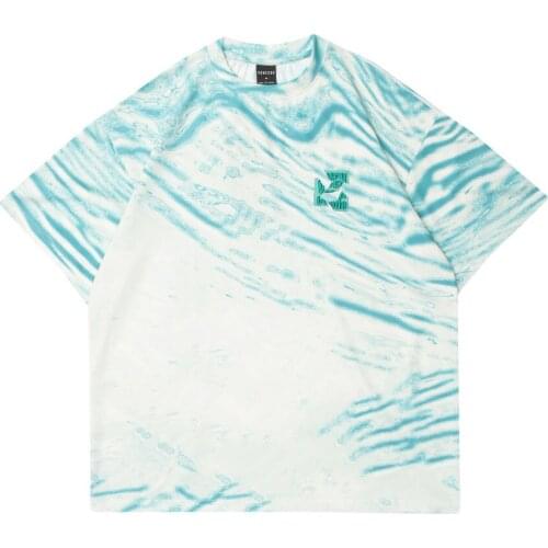 Men And Women Gradient Water Ripple Printed Short Sleeve T-shirt Mens Fashion Short Sleeve Streetwear Fashion Tshirts For Man