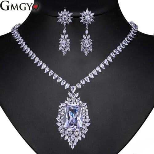 GMGYQ Heldere Kleine Mensen Europese Jewelry Sets Voor Vrouwen Prachtige Flower Sieraden Set CZ Parure Bijoux Femme Mariage