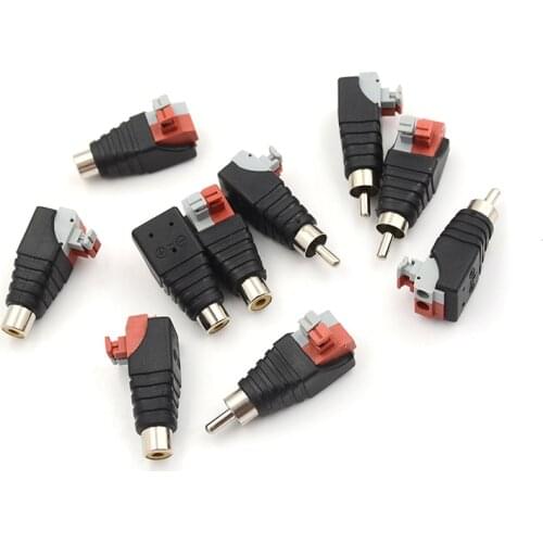 New 1pc Speaker Wire Cable to Jack RCA Press Plug Male Adapter Connector