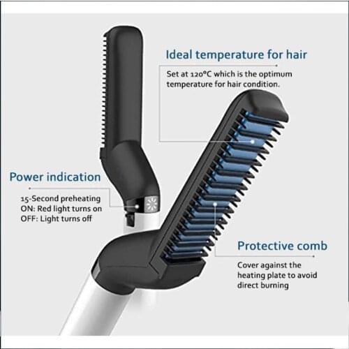 New Men Hair Curling Iron M Styler Mens All In One Ceramic Hair Styling Iron Comb Straightener Curler Set Quick Hair Styler