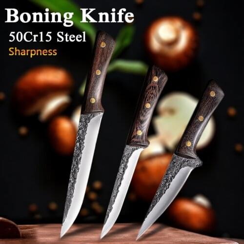Chef Knife with Cover Boning Knife Forged Stainless Steel Kitchen Knife for Meat Bone Fish Fruit Vegetable Butcher Knife Cleaver