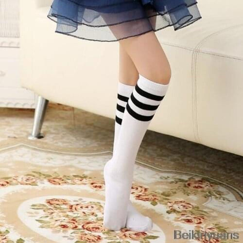 2018 autumn and winter warm simple striped boys and girls stockings school students cotton boy girl simple sports stockings
