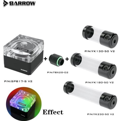 Barrow AIO Pump+Reservoir,PWM 17W Speed Control Type Pump For Computer Watercooling Transparent LRC2.0 SYNC,SPB17-S V2