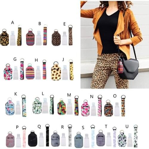 Portable 1 oz Refillable Empty Travel Bottles with Keychain Holder Set Wristlet Keychain Bottle Container with Flip Caps