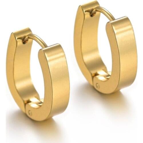 Stainless Steel Gold U Shape Stud Earrings For Men Punk Earrings Set Male Jewelry Gothic Earring