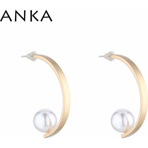 ANKA Moon Style Pearl Earrings Cute Women Gift #142263