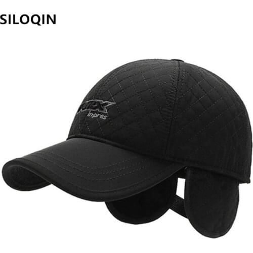 SILOQIN Adjustable Size Mens Winter Warm Earmuffs Hat Plush Thick Baseball Cap Snapback Cap Male Bone Casual Sports Cap Dad Cap