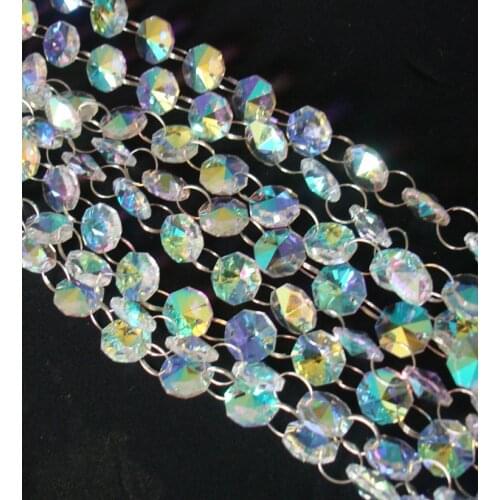 5meters Crystal Glass 14mm Octagonal AB Bead Garland Strands With Drop Pendant For Home Party Decor