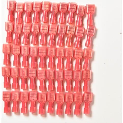 Top Quality Red 22/16 AWG Fully Insulated Female Spade Crimp Connectors Terminals New Arrvial 50Pcs/lot