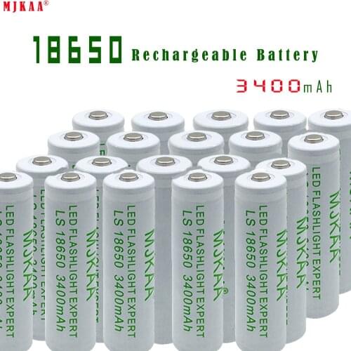 High Quality 18650 Li-ion 3.7V 3400mAh White Rechargeable Batteries for Flashlight Handlamp