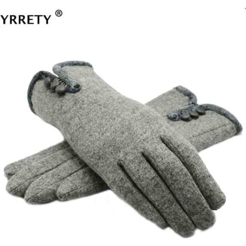 YRRETY Winter Women New Design Fashion Cashmere Gloves Autumn Buttons Warm Mitts Full Finger Mittens Women Female Warmer Gloves