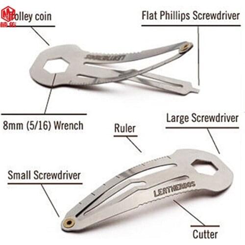 1PCS Stainless Steel EDC Gear Keychain Multi-Function Hairpin Portable Ruler 8 In 1 Pocket Tool