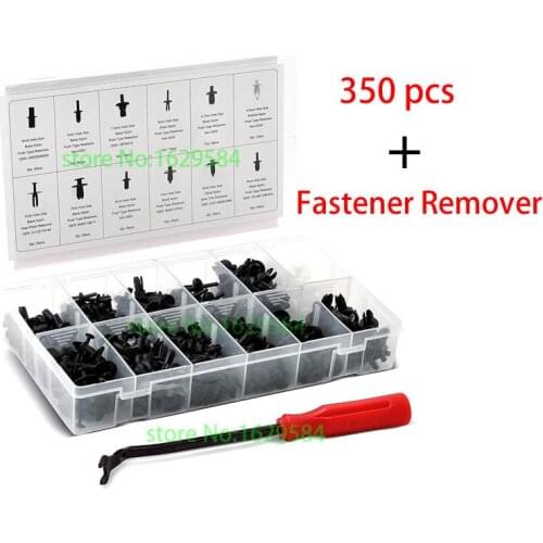 350pcs 12 Sizes Car Push Retainer Pin Rivet Trim Clip Panel Moulding Assortments +Fastener Remover For Auto