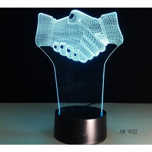 Hand Shake 3d Visual Illusion Lamp Transparent Acrylic Night Light Led Fairy Lampa Color Changing Touch Table Bulbing AW-032