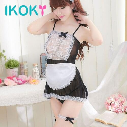 5Pcs/Set Classical Maid Lace Miniskirt Exotic Costumes Underwear Cosplay Sexy Lingerie