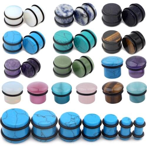 Alisouy 1PCS Stone Ear Plugs Gauges Earrings Women Men Ear Plug Flesh Tunnel Piercing Expander Ear Stretcher Body Jewelry 5-16mm