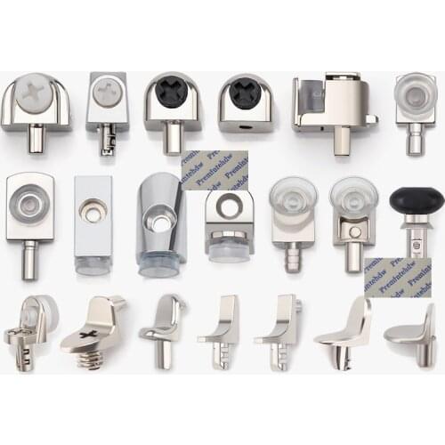 Shiny Chrome Zinc Furniture Cabinet Cupbard Closet Glass Shelf Rest Support Holder Bracket Clip Clamp Silicone Rubber Suction